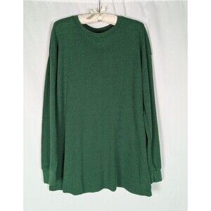 Architect Waffle Knit Shirt 2XL Men's Green Long Sleeve Thermal Crew Neck